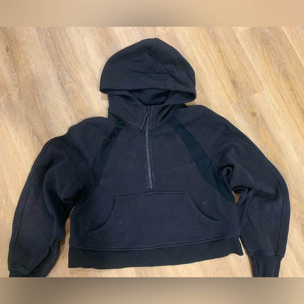 Black Oversized Scuba half zip hoodie